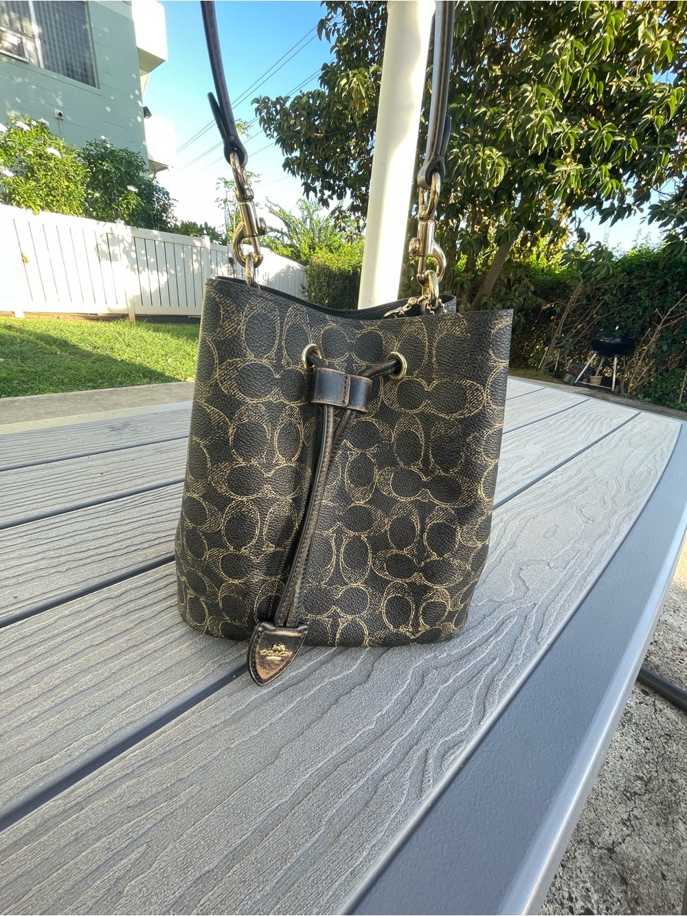 Coach Rowen Bucket Bag in Loved Leather with Pouch